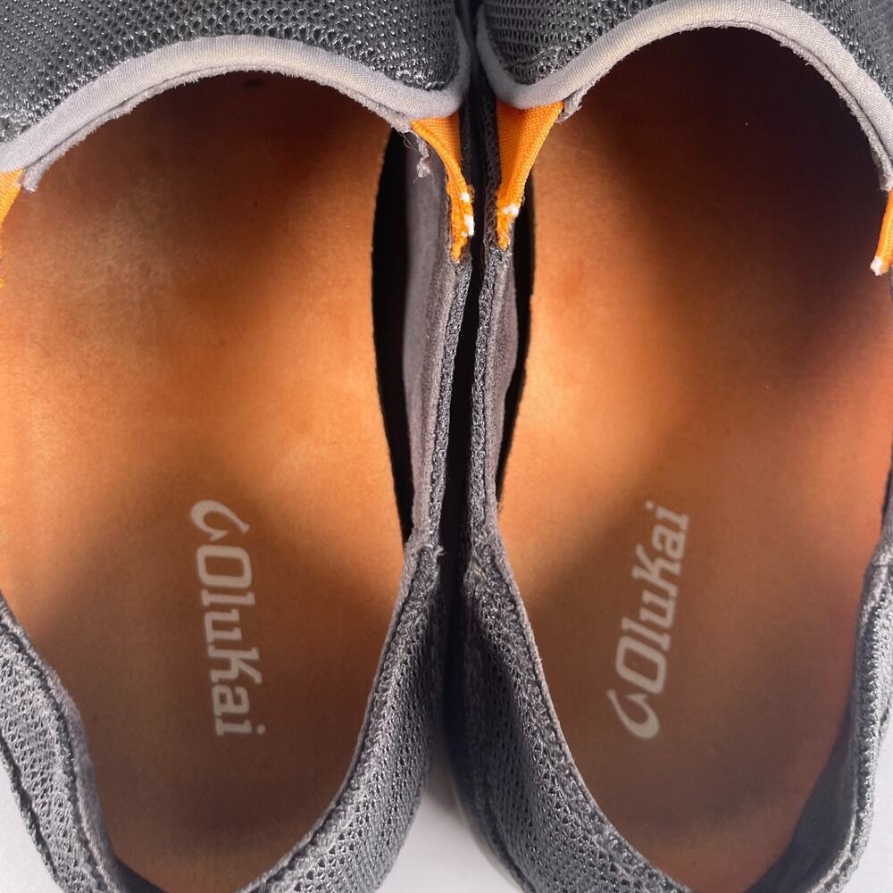 Olukai Nohea Mesh Men's 10.5 Gray Orange Mesh Slip On Loafers Casual Sneaker EUC - Picture 8 of 9